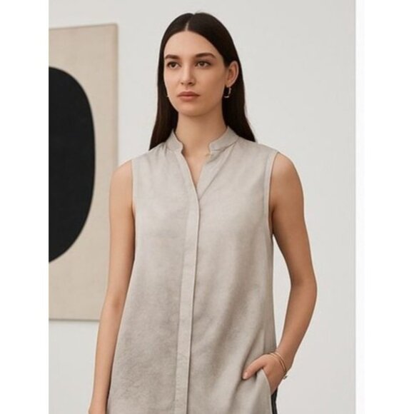 Elie Tahari Women’s Silk Asymmetric Top S – Quiet Luxury Artwear Minimalist - Picture 2 of 13